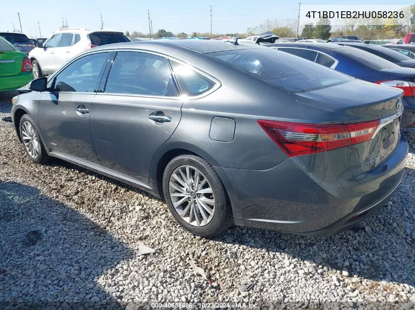 2017 Toyota Avalon Hybrid Limited VIN: 4T1BD1EB2HU058236 Lot: 40655686