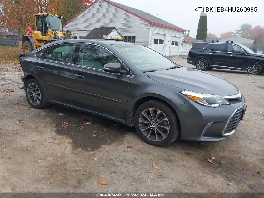 2017 Toyota Avalon Xle Plus VIN: 4T1BK1EB4HU260985 Lot: 40674859