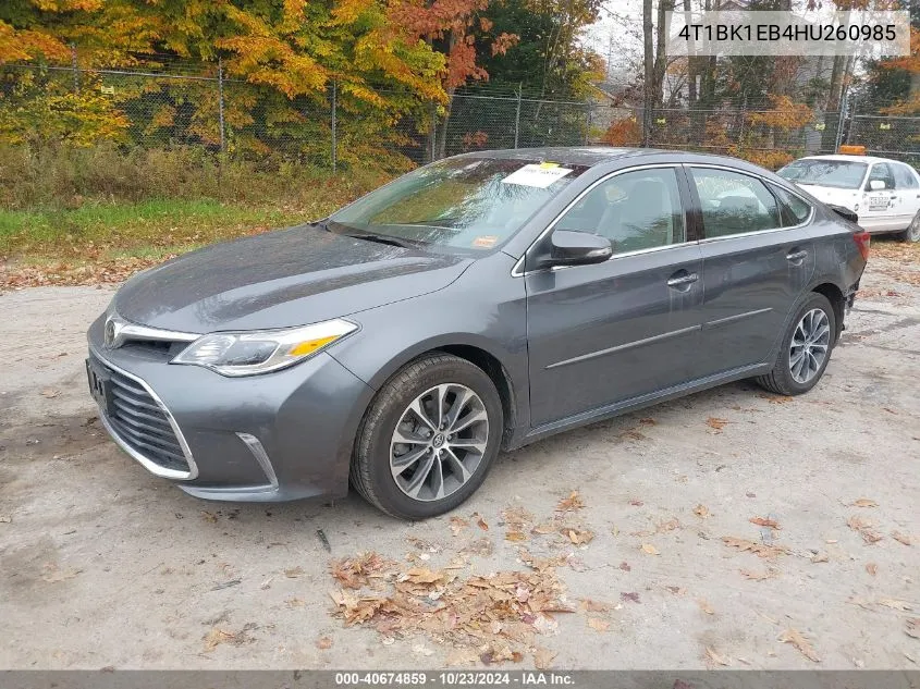 2017 Toyota Avalon Xle Plus VIN: 4T1BK1EB4HU260985 Lot: 40674859