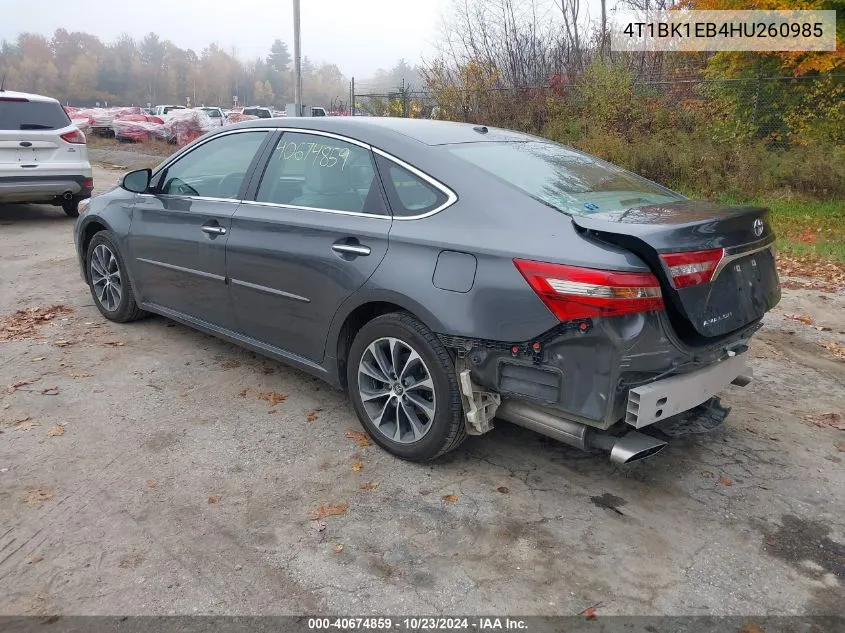 4T1BK1EB4HU260985 2017 Toyota Avalon Xle Plus