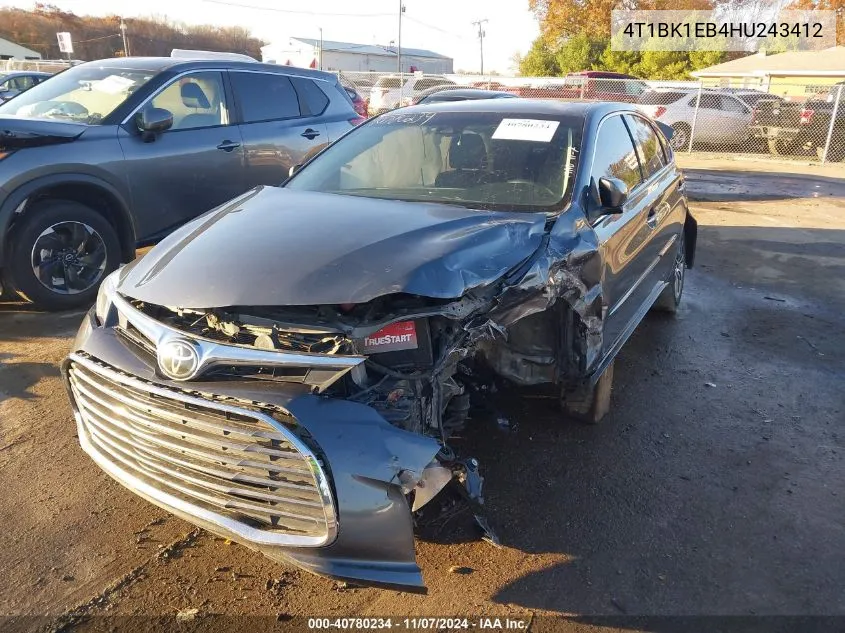 2017 Toyota Avalon Xle Plus VIN: 4T1BK1EB4HU243412 Lot: 40780234