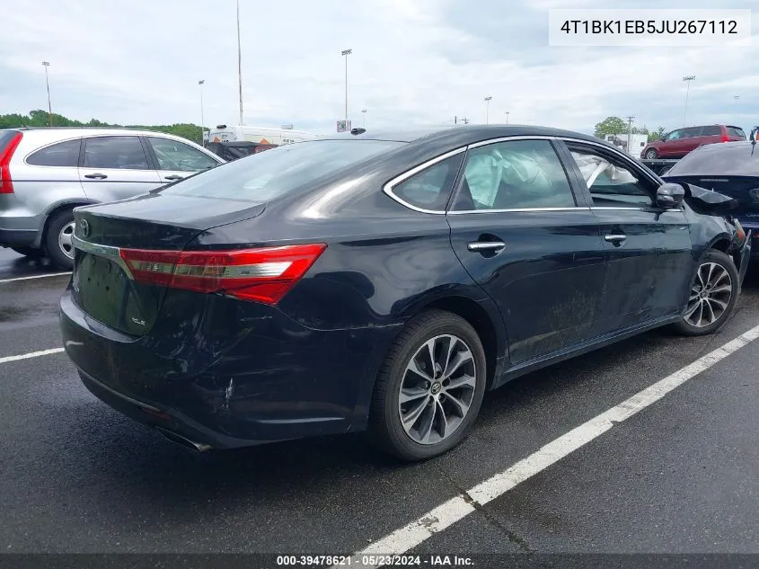 2018 Toyota Avalon Xle VIN: 4T1BK1EB5JU267112 Lot: 39478621