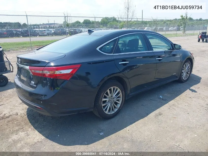 2018 Toyota Avalon Hybrid Limited VIN: 4T1BD1EB4JU059734 Lot: 39885541