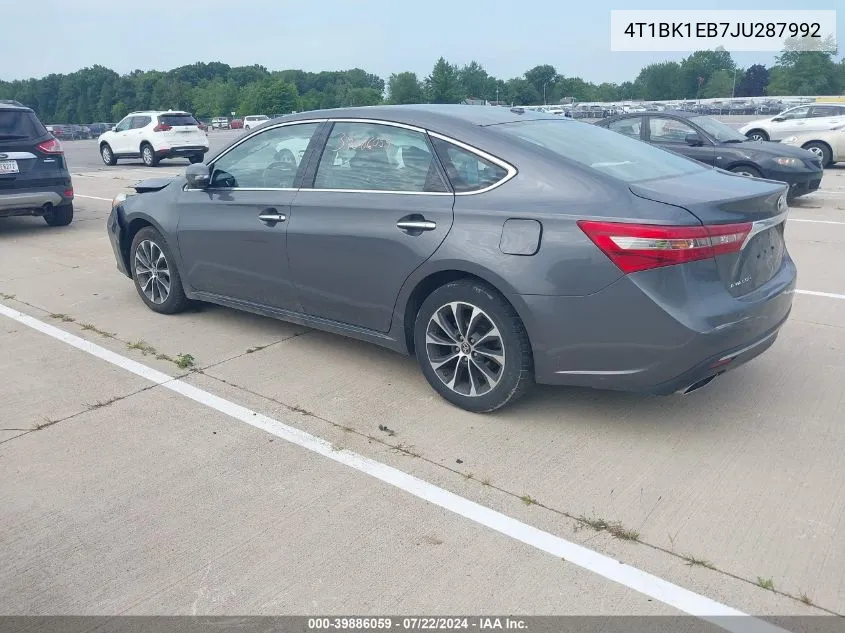 2018 Toyota Avalon Xle VIN: 4T1BK1EB7JU287992 Lot: 39886059