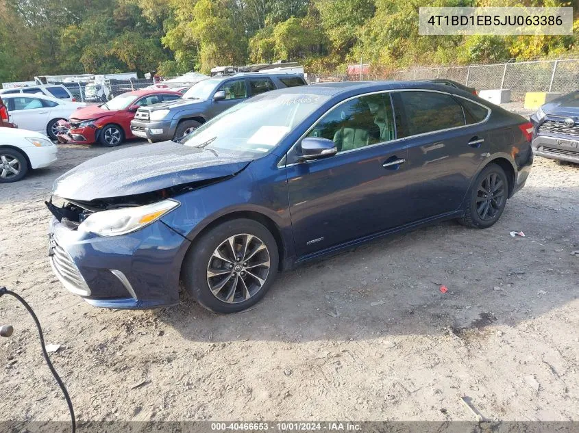 2018 Toyota Avalon Hybrid Hybrid/Plus/Xle Prem/Ltd VIN: 4T1BD1EB5JU063386 Lot: 40466653