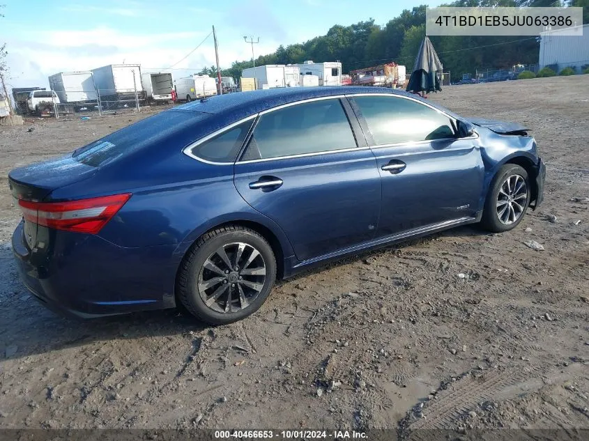 2018 Toyota Avalon Hybrid Hybrid/Plus/Xle Prem/Ltd VIN: 4T1BD1EB5JU063386 Lot: 40466653