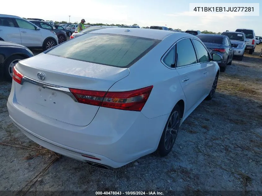 4T1BK1EB1JU277281 2018 Toyota Avalon Xle Plus/Premium/Tour/Ltd