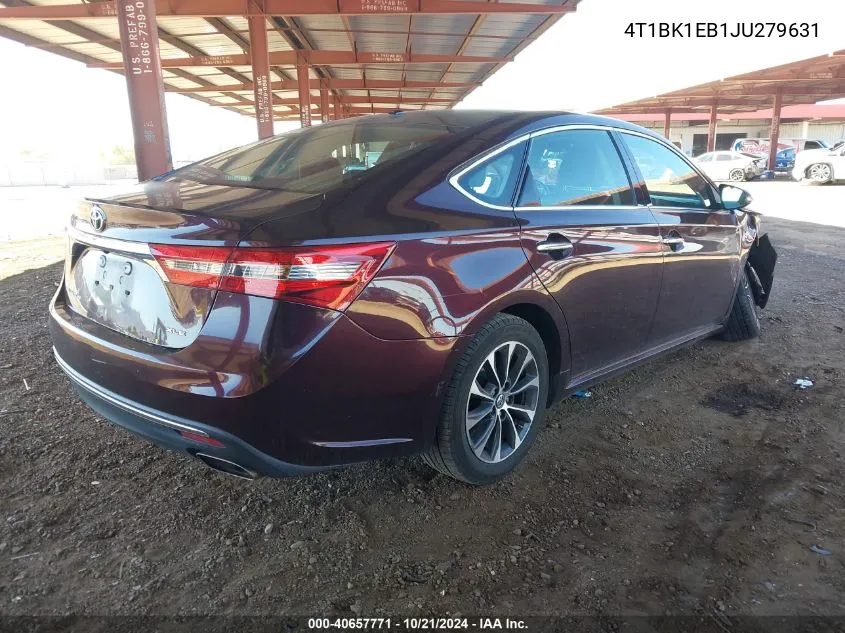 2018 Toyota Avalon Xle VIN: 4T1BK1EB1JU279631 Lot: 40657771