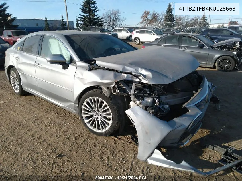 2019 Toyota Avalon Xle/Xse/Limited/Touring VIN: 4T1BZ1FB4KU028663 Lot: 30047930