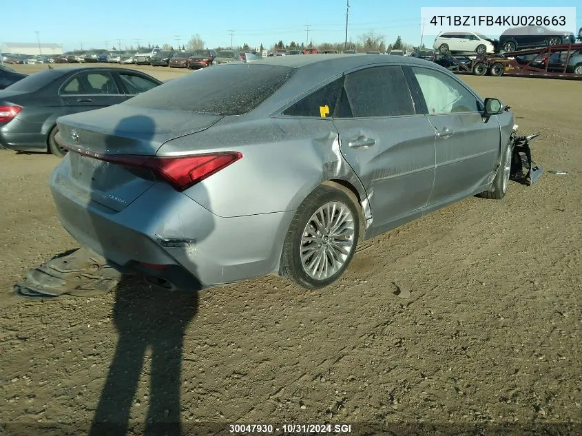 2019 Toyota Avalon Xle/Xse/Limited/Touring VIN: 4T1BZ1FB4KU028663 Lot: 30047930