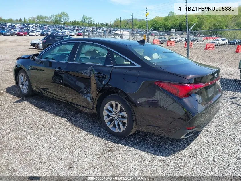 2019 Toyota Avalon Limited/Touring/Xle/Xse VIN: 4T1BZ1FB9KU005380 Lot: 39354543