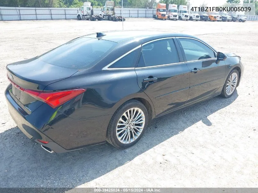 2019 Toyota Avalon Limited VIN: 4T1BZ1FB0KU005039 Lot: 39425024