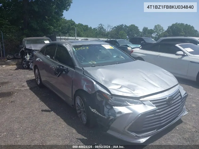 2019 Toyota Avalon Limited VIN: 4T1BZ1FB8KU034840 Lot: 40023325