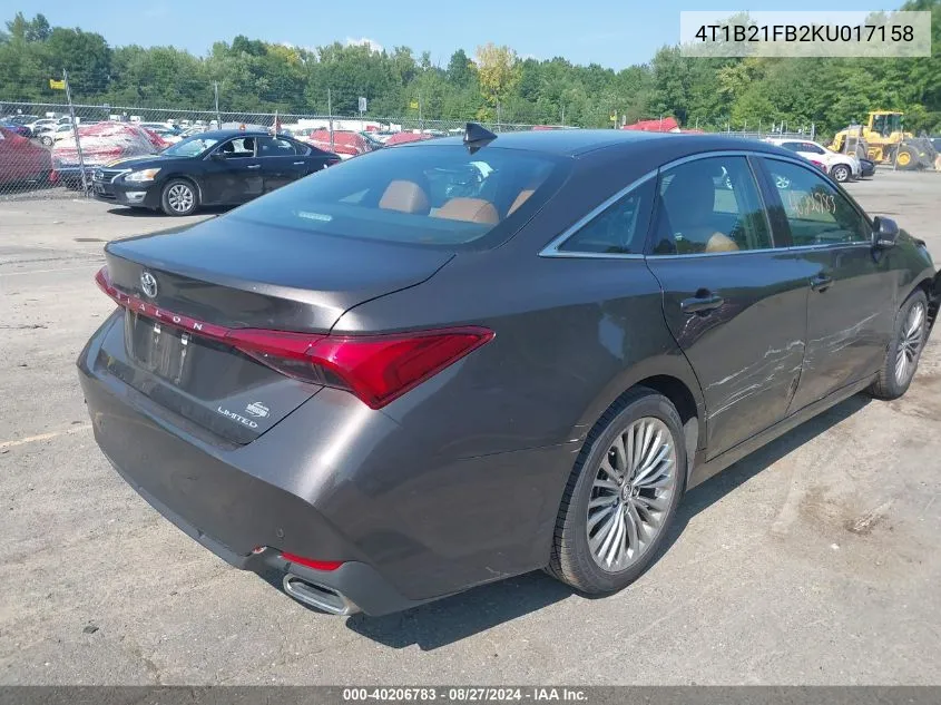 4T1B21FB2KU017158 2019 Toyota Avalon Hybrid Limited/Xle/Xse