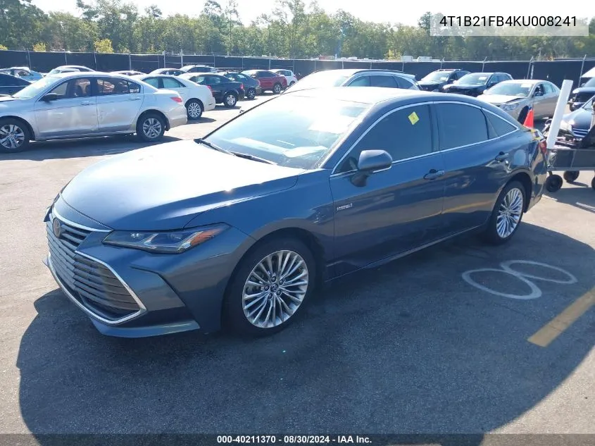 2019 Toyota Avalon Hybrid Limited VIN: 4T1B21FB4KU008241 Lot: 40211370