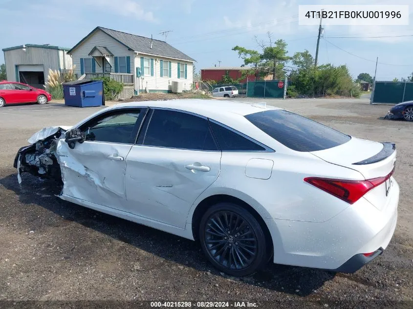 2019 Toyota Avalon Hybrid Xse VIN: 4T1B21FB0KU001996 Lot: 40215298