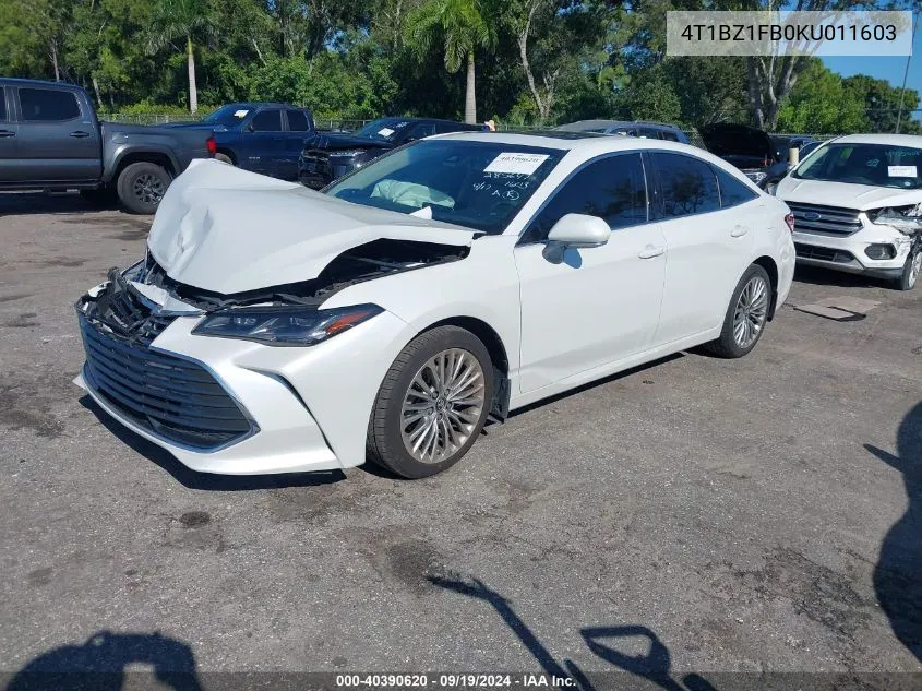 2019 Toyota Avalon Limited VIN: 4T1BZ1FB0KU011603 Lot: 40390620