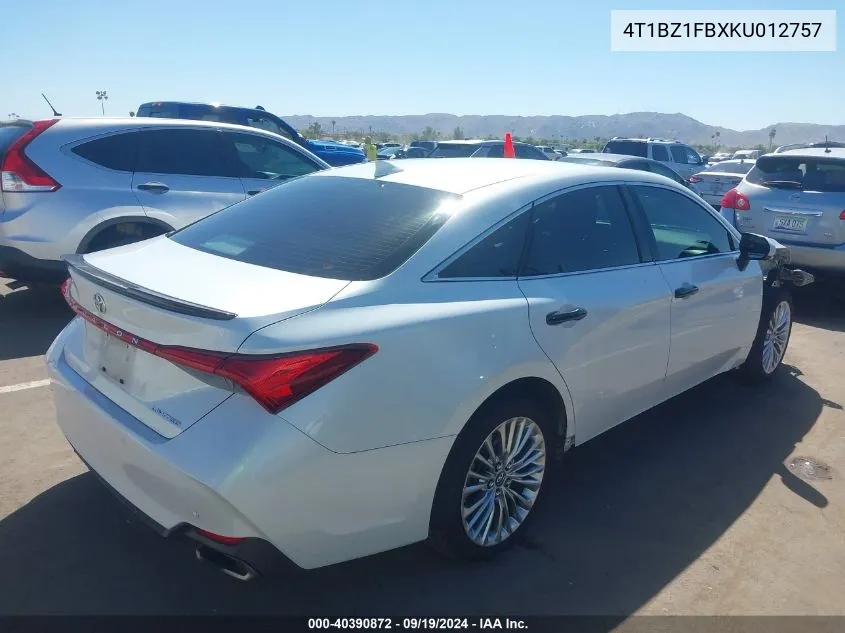 2019 Toyota Avalon Limited VIN: 4T1BZ1FBXKU012757 Lot: 40390872