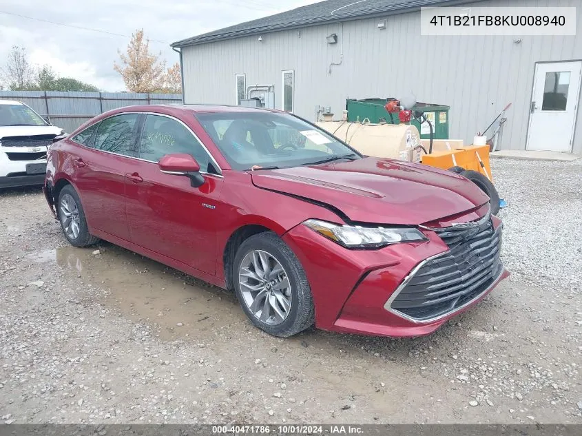 2019 Toyota Avalon Xle/Xse/Limited VIN: 4T1B21FB8KU008940 Lot: 40471786