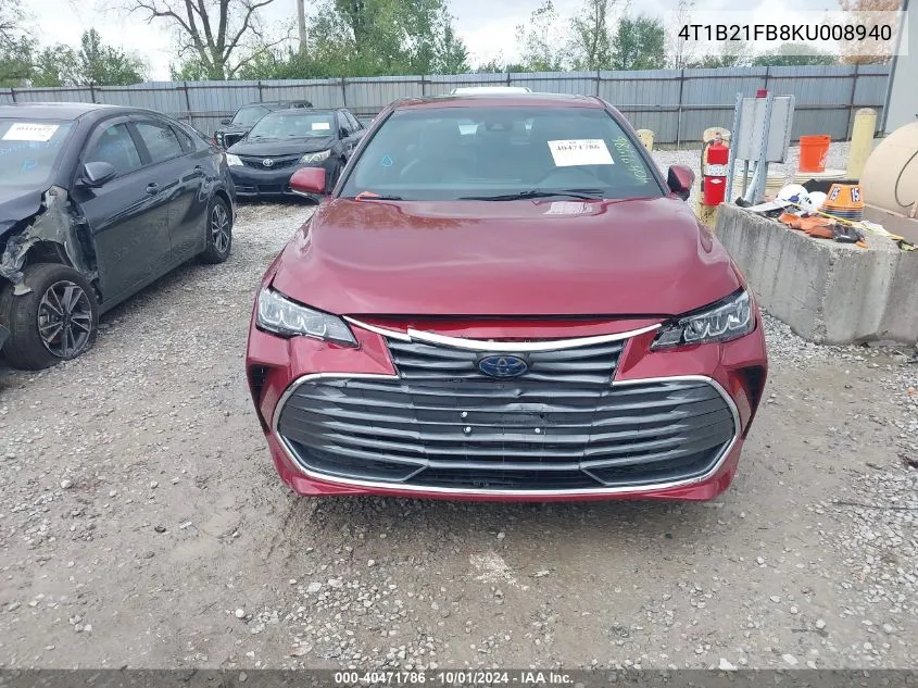 2019 Toyota Avalon Xle/Xse/Limited VIN: 4T1B21FB8KU008940 Lot: 40471786