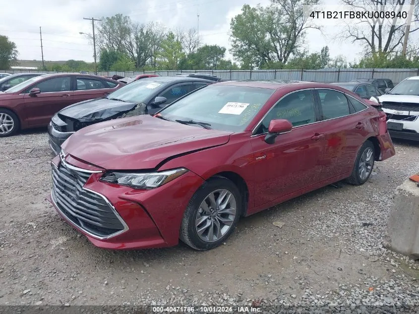 2019 Toyota Avalon Xle/Xse/Limited VIN: 4T1B21FB8KU008940 Lot: 40471786