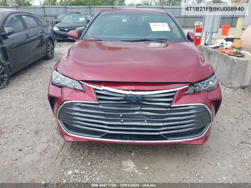 2019 Toyota Avalon Xle/Xse/Limited VIN: 4T1B21FB8KU008940 Lot: 40471786