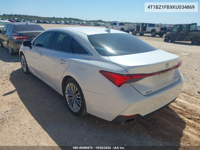 2019 Toyota Avalon Limited VIN: 4T1BZ1FBXKU034869 Lot: 40498478