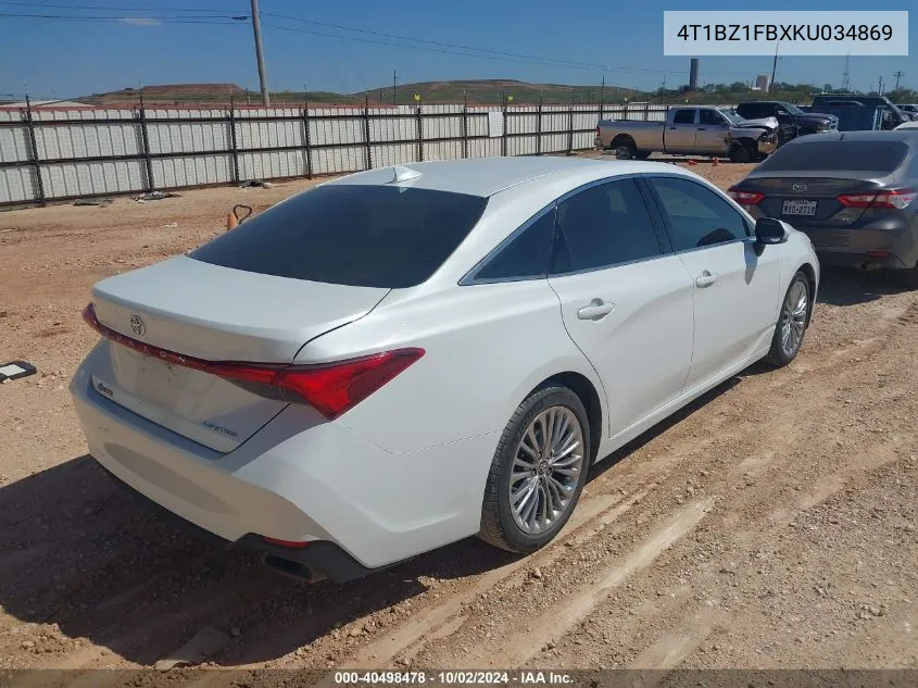 2019 Toyota Avalon Limited VIN: 4T1BZ1FBXKU034869 Lot: 40498478