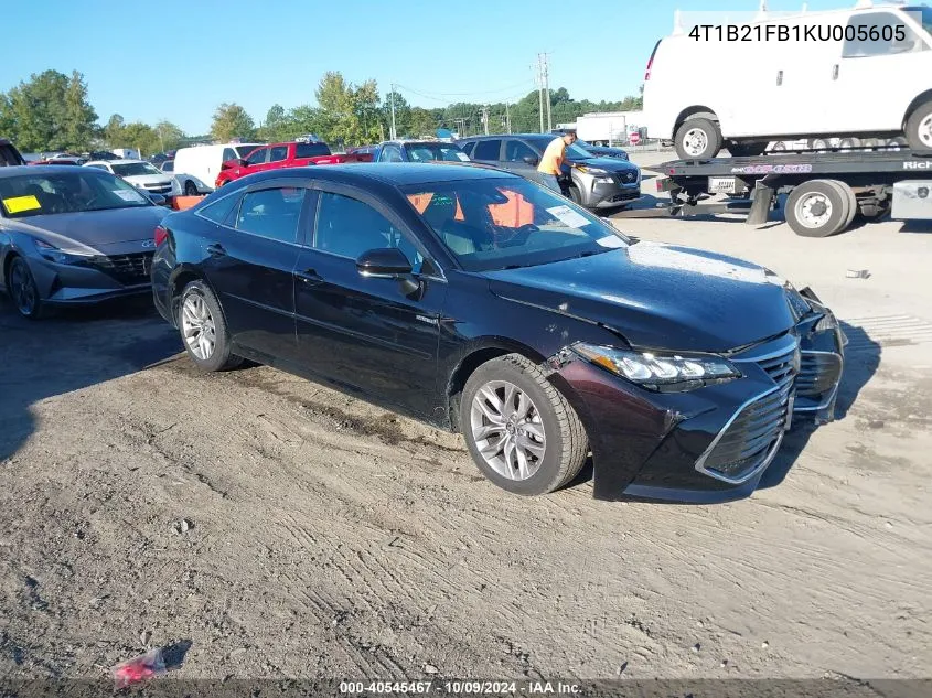 2019 Toyota Avalon Hybrid Xle VIN: 4T1B21FB1KU005605 Lot: 40545467