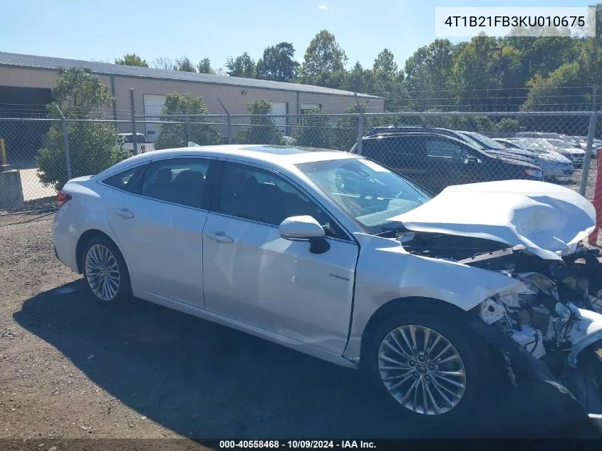 2019 Toyota Avalon Hybrid Limited VIN: 4T1B21FB3KU010675 Lot: 40558468