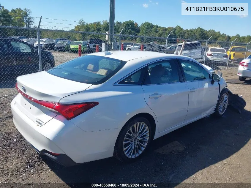 2019 Toyota Avalon Hybrid Limited VIN: 4T1B21FB3KU010675 Lot: 40558468