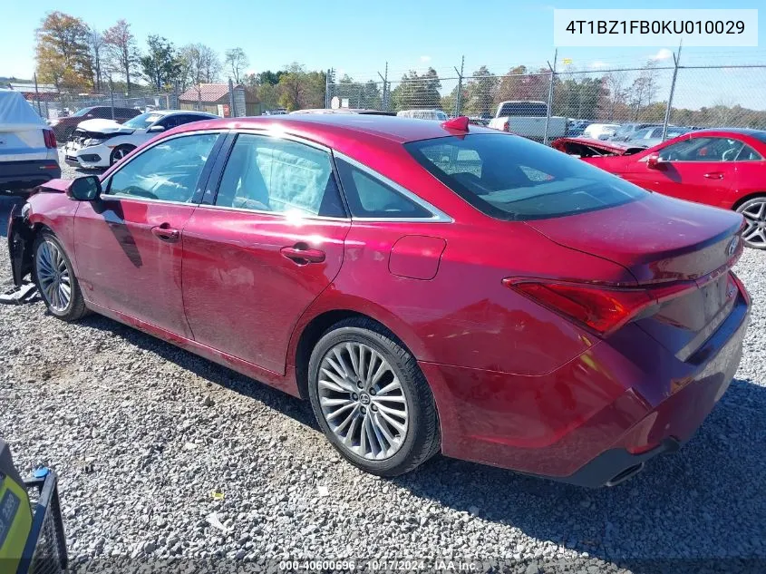 2019 Toyota Avalon Limited VIN: 4T1BZ1FB0KU010029 Lot: 40600696