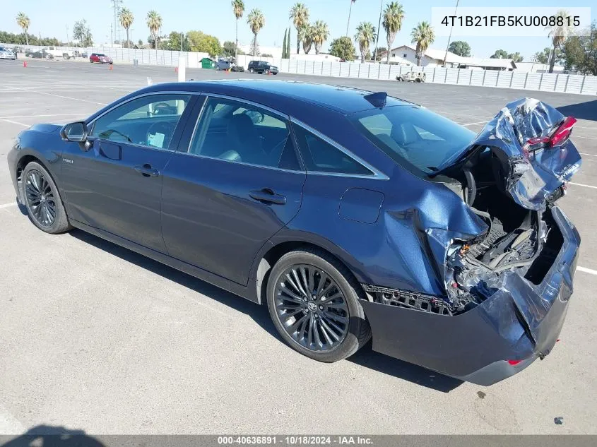 2019 Toyota Avalon Hybrid Xse VIN: 4T1B21FB5KU008815 Lot: 40636891