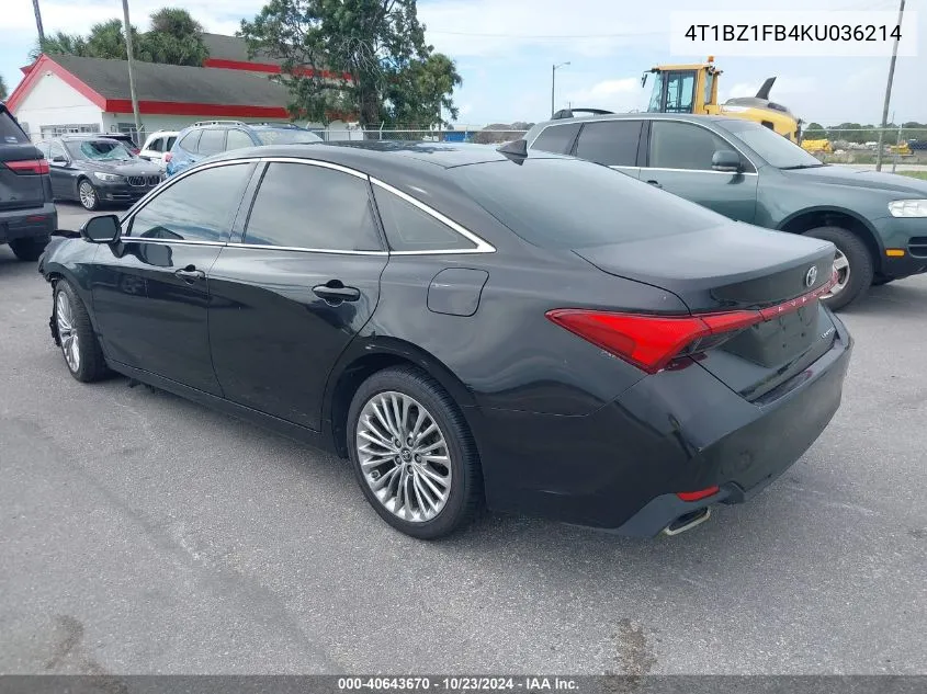 2019 Toyota Avalon Limited VIN: 4T1BZ1FB4KU036214 Lot: 40643670