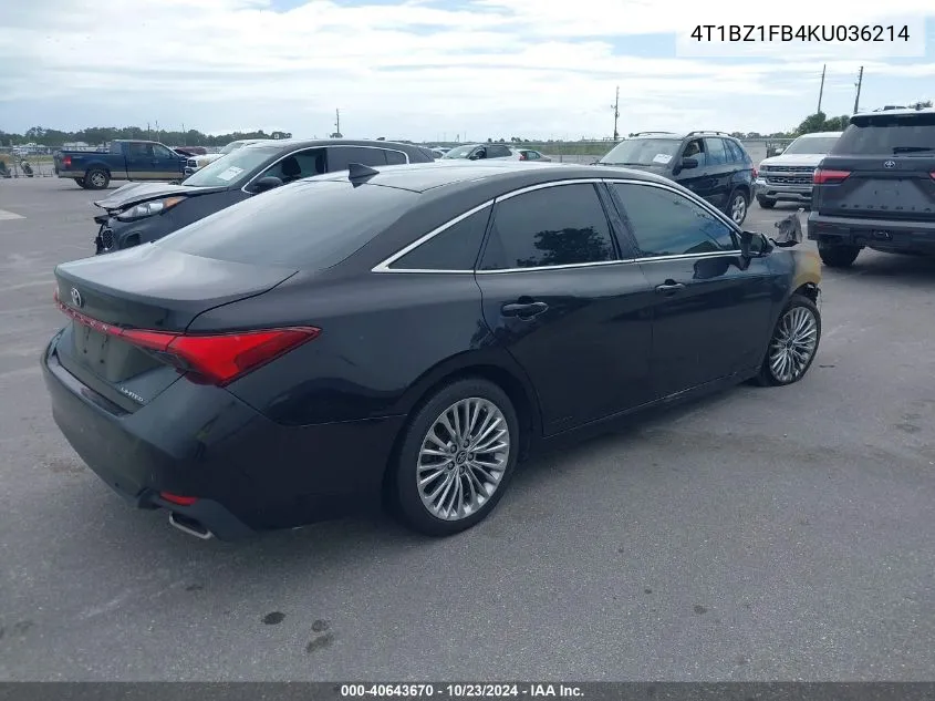 2019 Toyota Avalon Limited VIN: 4T1BZ1FB4KU036214 Lot: 40643670