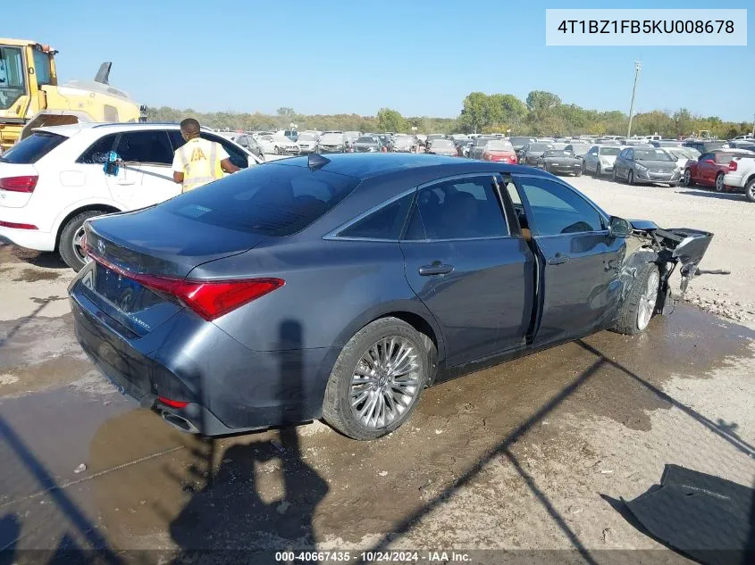 2019 Toyota Avalon Xle/Xse/Limited/Touring VIN: 4T1BZ1FB5KU008678 Lot: 40667435