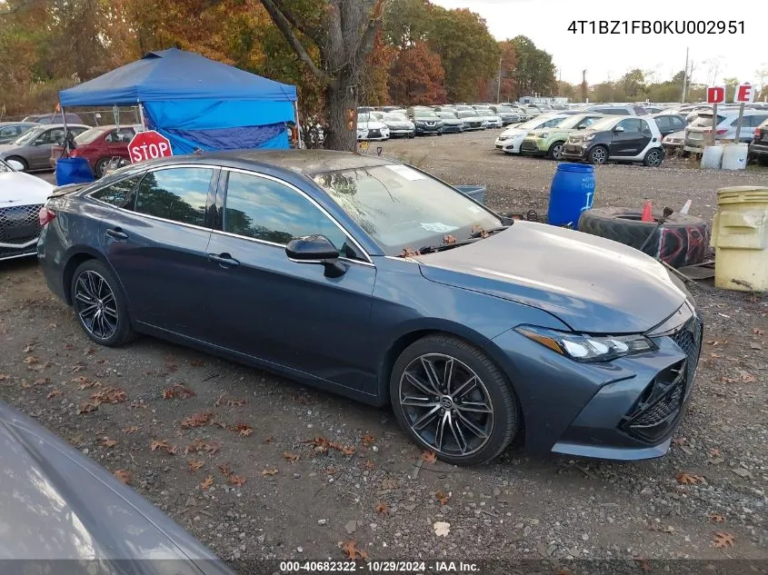 2019 Toyota Avalon Xse VIN: 4T1BZ1FB0KU002951 Lot: 40682322