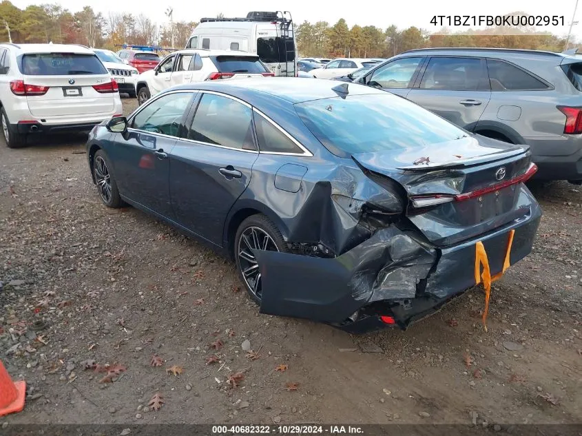 2019 Toyota Avalon Xse VIN: 4T1BZ1FB0KU002951 Lot: 40682322