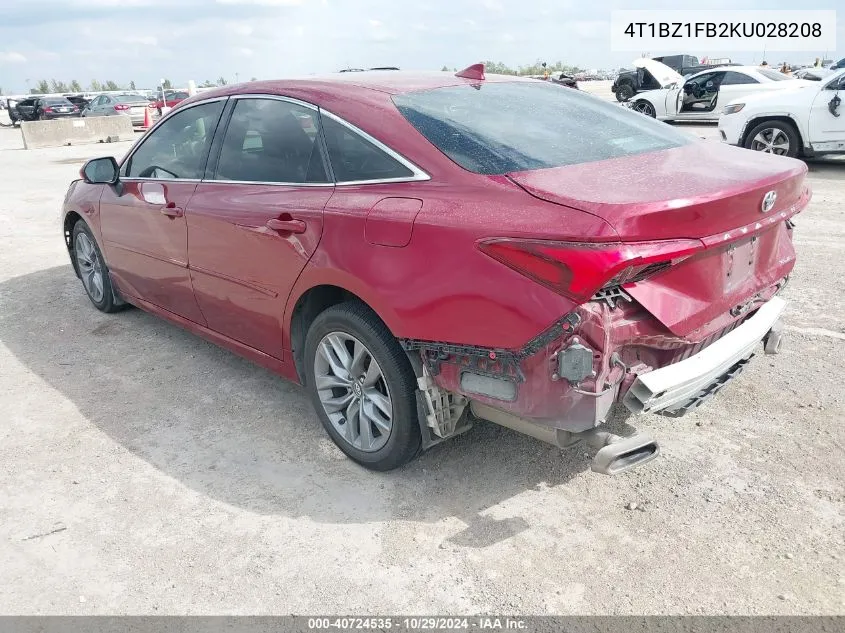 2019 Toyota Avalon Xle VIN: 4T1BZ1FB2KU028208 Lot: 40724535