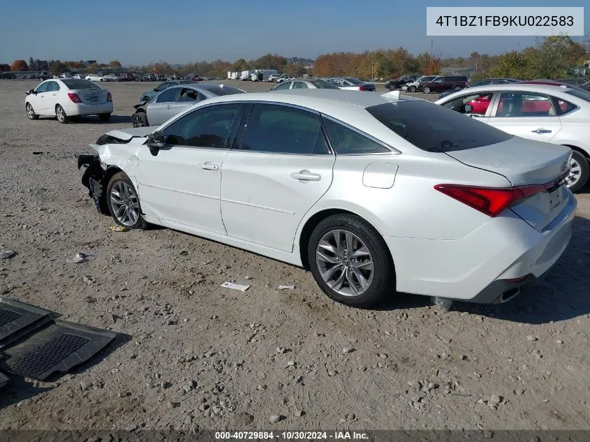 2019 Toyota Avalon Xle VIN: 4T1BZ1FB9KU022583 Lot: 40729884