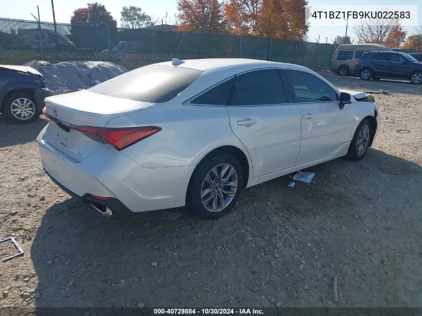 2019 Toyota Avalon Xle VIN: 4T1BZ1FB9KU022583 Lot: 40729884