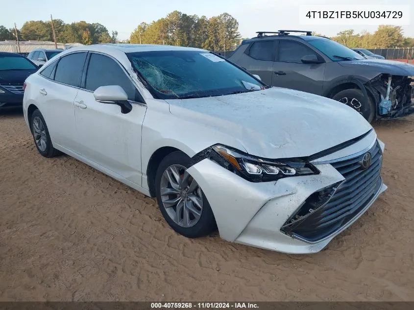 2019 Toyota Avalon Xle VIN: 4T1BZ1FB5KU034729 Lot: 40759268