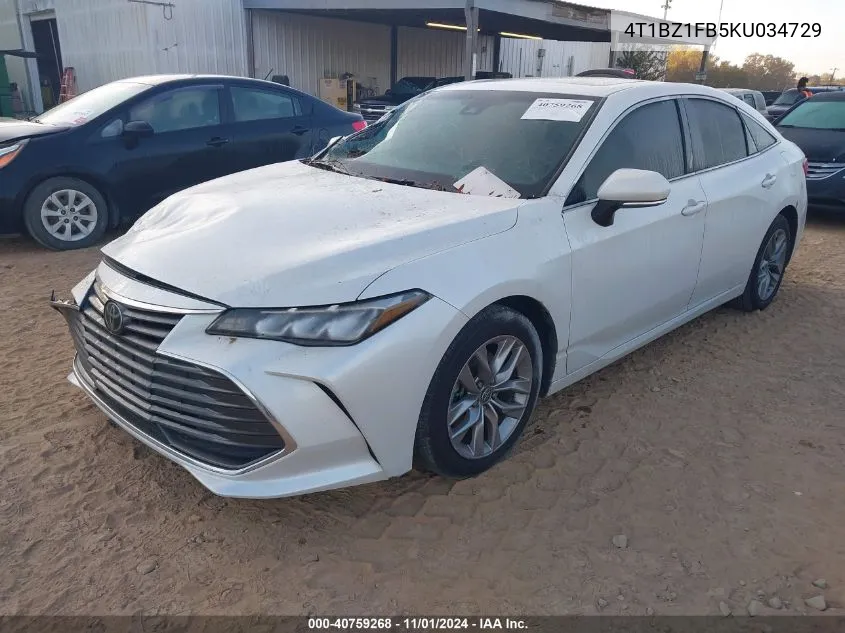 2019 Toyota Avalon Xle VIN: 4T1BZ1FB5KU034729 Lot: 40759268