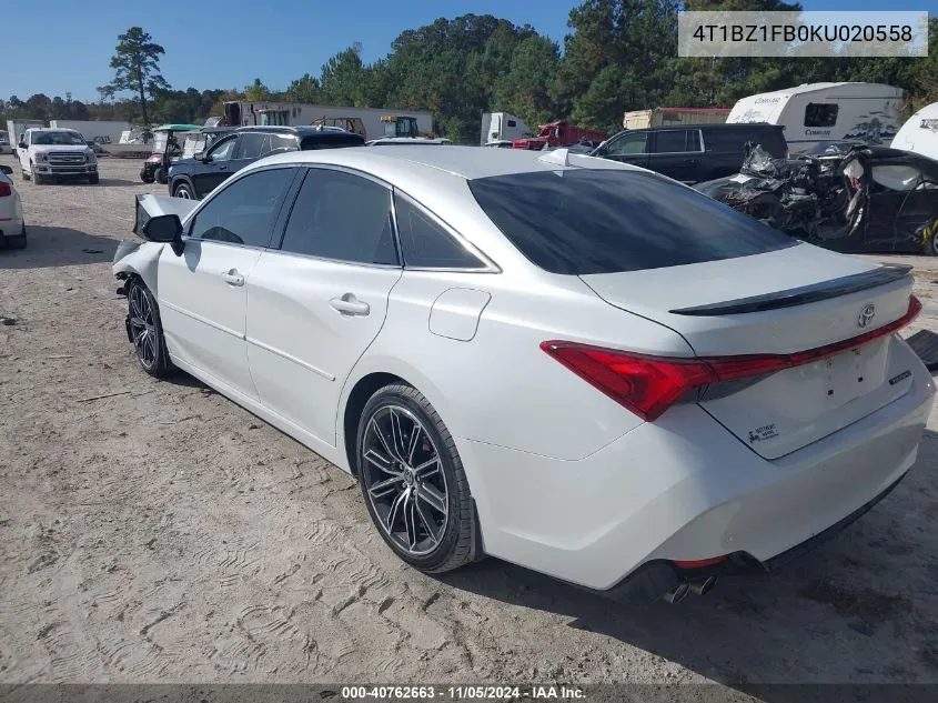 2019 Toyota Avalon Touring VIN: 4T1BZ1FB0KU020558 Lot: 40762663