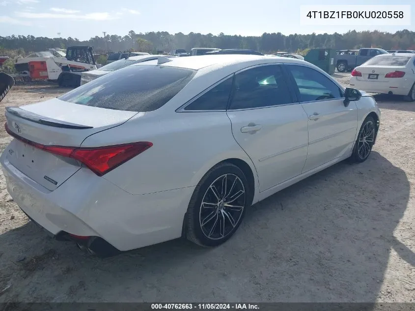 2019 Toyota Avalon Touring VIN: 4T1BZ1FB0KU020558 Lot: 40762663