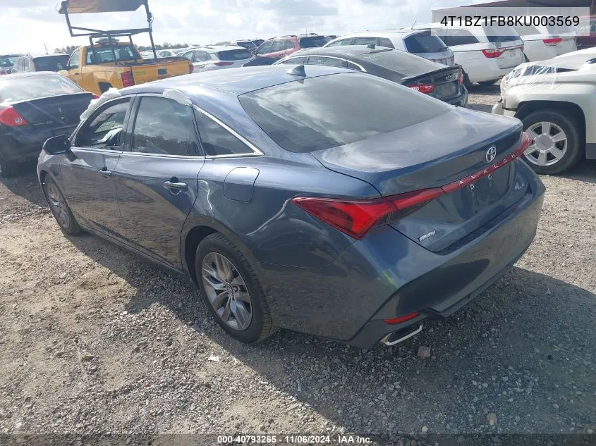 2019 Toyota Avalon Xle VIN: 4T1BZ1FB8KU003569 Lot: 40793265