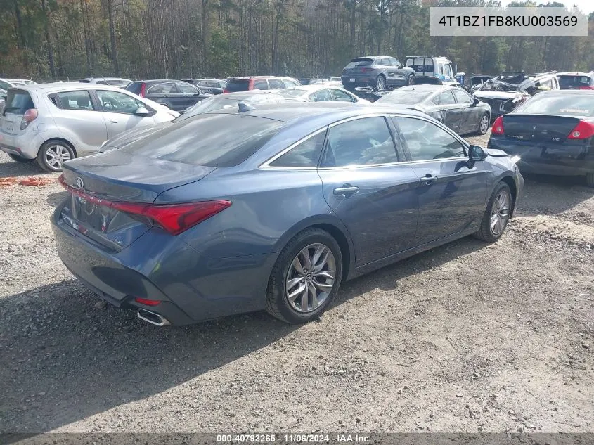 2019 Toyota Avalon Xle VIN: 4T1BZ1FB8KU003569 Lot: 40793265