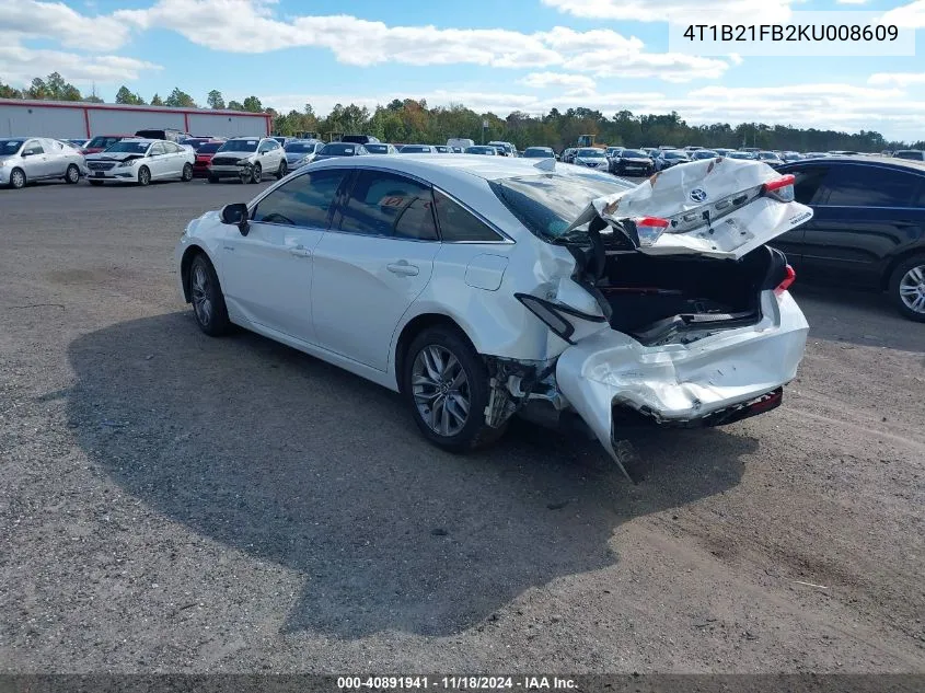 2019 Toyota Avalon Hybrid Xle VIN: 4T1B21FB2KU008609 Lot: 40891941