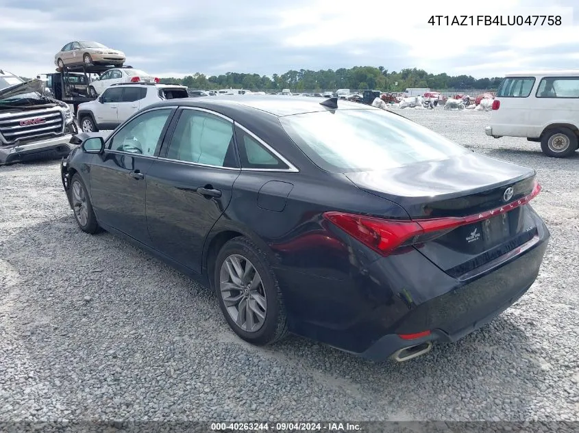 2020 Toyota Avalon Xle VIN: 4T1AZ1FB4LU047758 Lot: 40263244