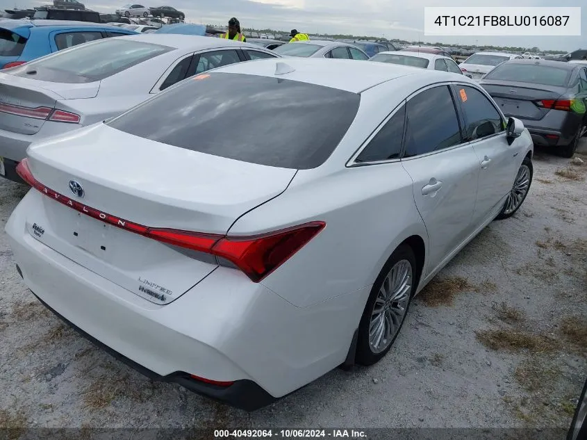 2020 Toyota Avalon Hybrid Limited VIN: 4T1C21FB8LU016087 Lot: 40492064